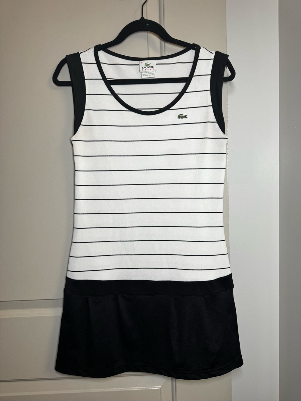 Lacoste White with Black Stripes Sleeveless Mini Dress